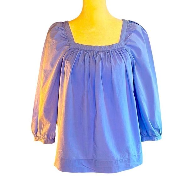 J. Crew Penny Top Peasant Blouse Size 4 Blue - Picture 3 of 6